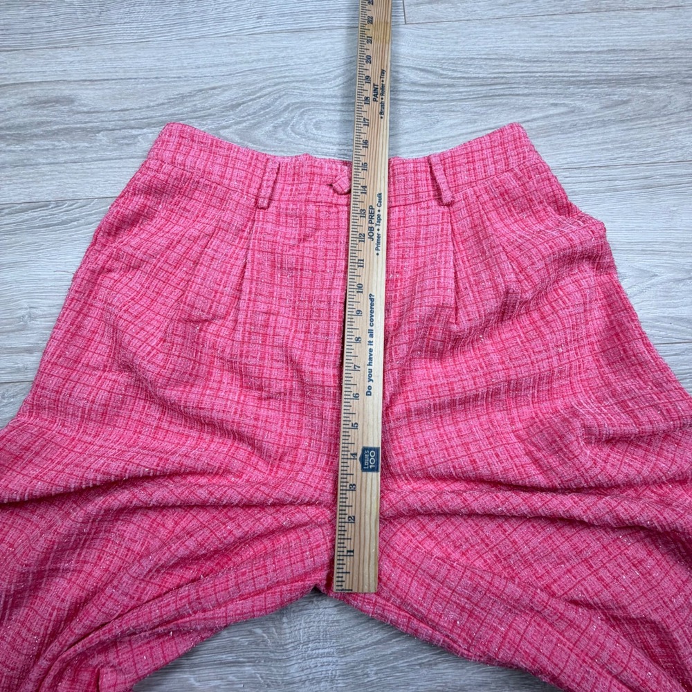 Sugarlips Adriella Pink Tweed Wide Leg High Rise Pleated Trousers NWT Women's L - Picture 5 of 10